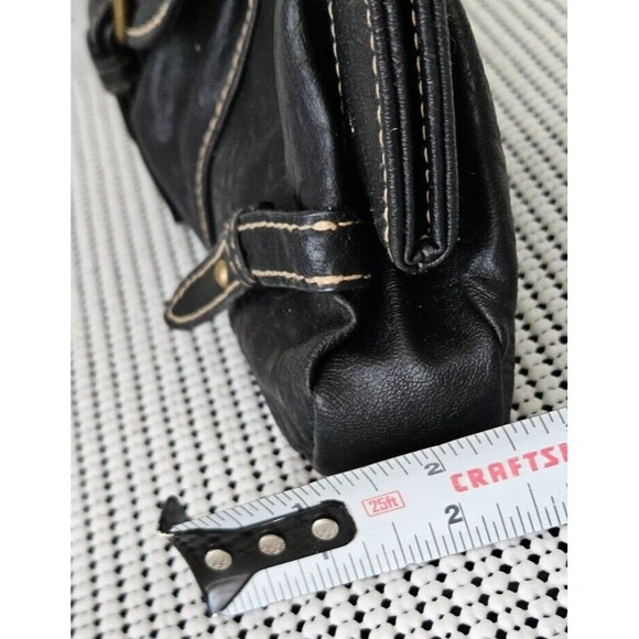 Chateau Black Leather Buckle Flap Wristlet Clutch Purse Size 11'' - Picture 5 of 6